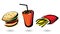 3 colourful fast food icons