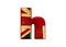 3 d illustration Union Jack flag letter h, alphabet, Great Britain patriot font