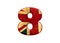 3 d illustration Union Jack flag number 8, alphabet, Great Britain patriot font