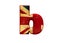 3 d illustration Union Jack flag number b, alphabet, Great Britain patriot font