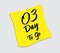 3 day to go sign label vector illustration on yellow papaer sticker, post it note, web icon vector, graphic element design, tag