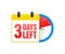3 days left calendar. Clock icon symbol illustration. Holiday concept. Timer icon symbol illustration. Vector sign