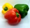 3 fresh beautifully coloured peppers