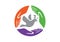 3 hands holding dove for peace icon