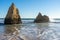 3 IrmÃ£os beach with peculiar rock formations in the town of Alvor in the Algarve region