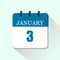 3 january flat daily calendar icon. Vector calendar template for the days of january.