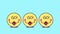 3 jumping emoji faces with phrase Go. Emoticon with text Go. Cartoon looped animation