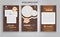 3 layout templates for social media, mobile apps or flyer design with coffee. Set of cards with coffee cup and desserts  with chal