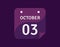 3 October, October 3 icon Single Day Calendar Vector illustration