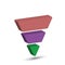 3-part lead generation template. Marketing pyramid or sales conversion cone. Infographics, three-dimensional style