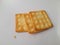 3 pieces of Sugar Cracker Biscuits on white background