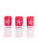 3 red candles, candle holders with crystal snowflakes isolated on reflective white perspex background