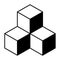 3 stacked congruent cubes icon vector