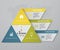 3 steps pyramid with free space for text on each level. infographics, presentations or advertising.