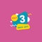 Only 3 three days left number geometric badge or sticker flat vector illustration.