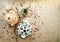 3 various traditional ceramic teapots on a canvas background