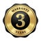 3 years warranty badge black and gold glossy metallic luxury vintage logo