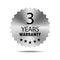3 years warranty seal stamp, vector label. Hologram stickers labels with silver texture