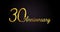 30 anniversary logo concept. 30th years birthday icon. Isolated golden numbers on black background. Vector illustration