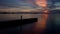 30 aug 20, Chonburi, Thailand. people looking at beautiful sunset on jetty. people enjoy the evening view.