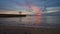 30 aug 20, Chonburi, Thailand. people looking at beautiful sunset on jetty. people enjoy the evening view.