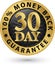 30 day 100% money back guarantee golden sign, vector illustration