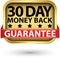 30 day money back guarantee golden sign, vector illustration