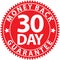 30 day money back guarantee red sign, vector illustration