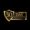 30 day warranty logo with golden shield