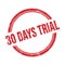 30 DAYS TRIAL text written on red grungy round stamp