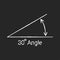 30 degree angle chalk icon, isolated icon with angle symbol and text