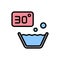 30 degree washing icon. Simple color with outline vector elements of laundry icons for ui and ux, website or mobile application