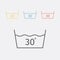 30 degrees wash icons set