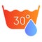 30 degrees washing flat icon. Delicate wash color icons in trendy flat style. Laundry label gradient style design