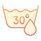 30 degrees washing flat icon. Delicate wash red icons in trendy flat style. Laundry label gradient style design