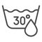 30 degrees washing line icon. Delicate wash vector illustration isolated on white. Laundry label outline style design