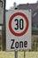 30 kilometers per hour speed limit sign