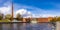 30 may 2019 -Tampere, Finland: Beautifull panoramic view at Water dam of old Hydroelectric power station on Tammerkoski