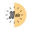 30 minutes. Timer, clock, or stopwatch icon. The timestamp