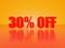 30% off glossy text on hot orange background series