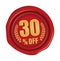 30% off icon illustration  for ecommerce site etc.  sealing wax motif
