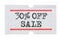 30 % OFF Sale printed on price tag sticker isolated on white