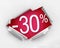 30 percent discount message in a hole