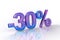 30 percent discount number in chrome violet and pink color