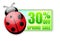 30 percentages off spring sale green label with ladybird