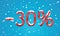 30 percents discount numbers with snow and icicles. Snowing retail winter digits for your business web site or banners. Advertise