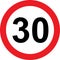 30 speed limitation road sign