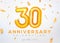 30 year anniversary gold number celebrate jubilee vector logo background. 30th anniversary event golden birthday design.