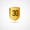 30 Years Anniversary Celebration Gold 3 D Vector Label Logo Template Design Illustration