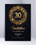 30 years anniversary invitation card template isolated vector illustration. Black greeting card template